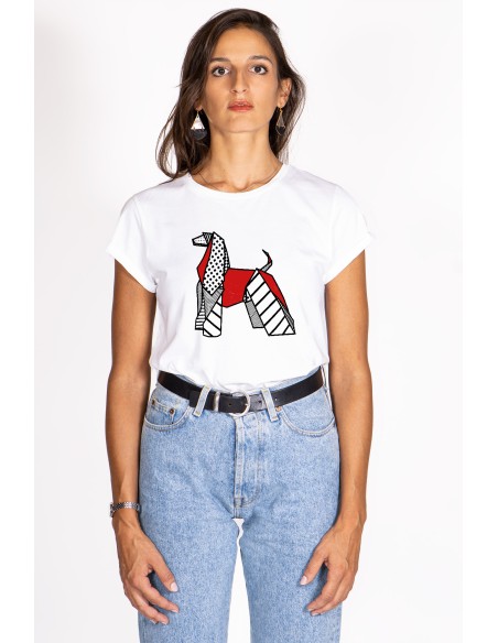 T-shirt Rolled Donna Pop Origami Afghan Hound