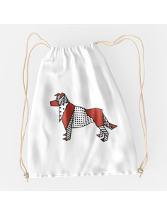 Drawstring Bag Sacca Pop Origami Border Collie 2