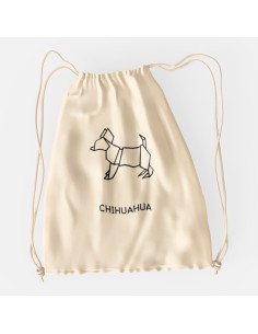 Drawstring Bag Sacca Origami Chihuahua