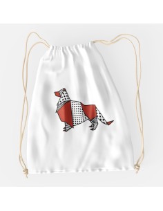 Drawstring Bag Sacca Pop Origami Collie