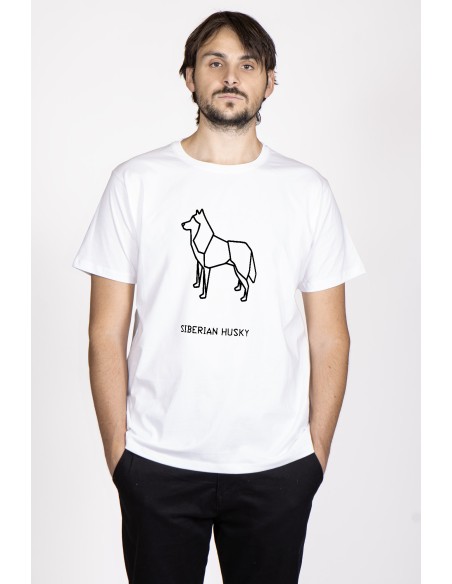 T-shirt Men's Origami Siberian Husky