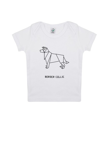 Baby Newborn Origami Border Collie T-shirt