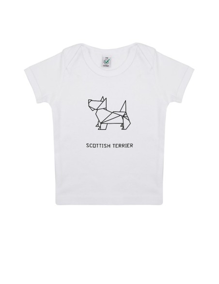 Origami Scottish Terrier Baby Newborn T-shirt