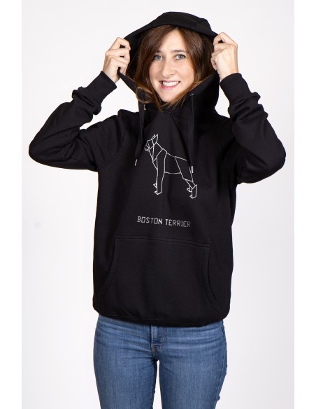 Felpa Con Cappuccio Donna Origami Boston Terrier