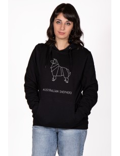 Felpa Con Cappuccio Donna Origami Australian Shepherd