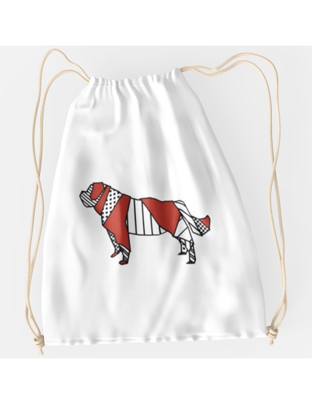 Drawstring Bag Sacca Pop Origami Saint Bernard
