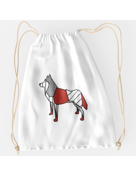 Drawstring Bag Sacca Pop Origami Siberian Husky