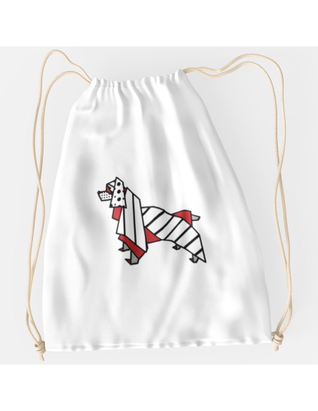 Drawstring Bag Sacca Pop Origami Springer Spaniel