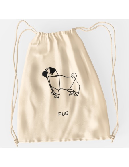 Drawstring Bag Sacca Origami Pug