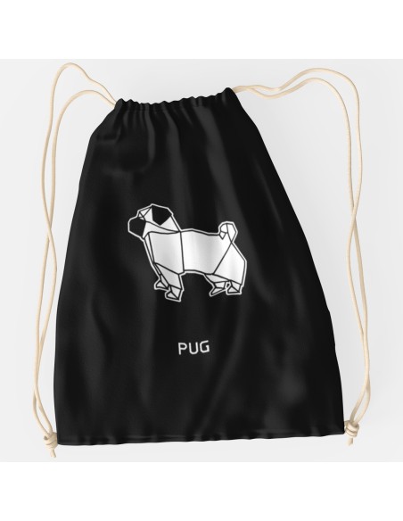 Drawstring Bag Sacca Origami Pug
