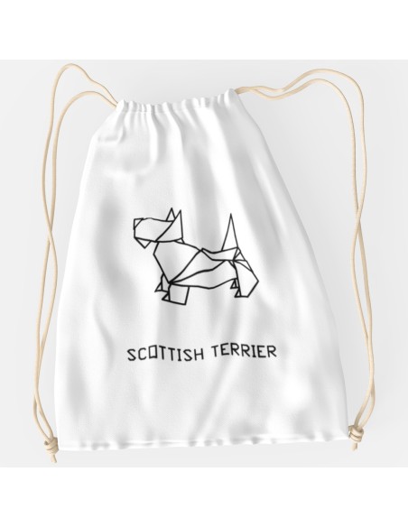 Drawstring Bag Sacca Origami Scottish Terrier