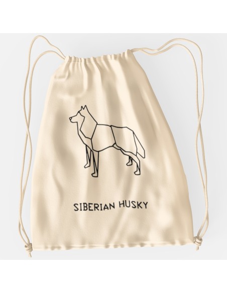 Drawstring Bag Sacca Origami Siberian Husky