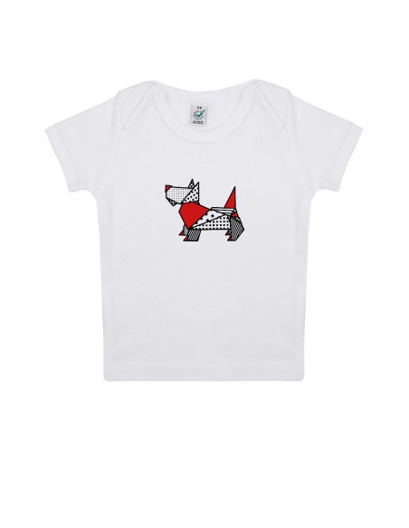 T-shirt Baby Neonati Pop Origami Scottish Terrier
