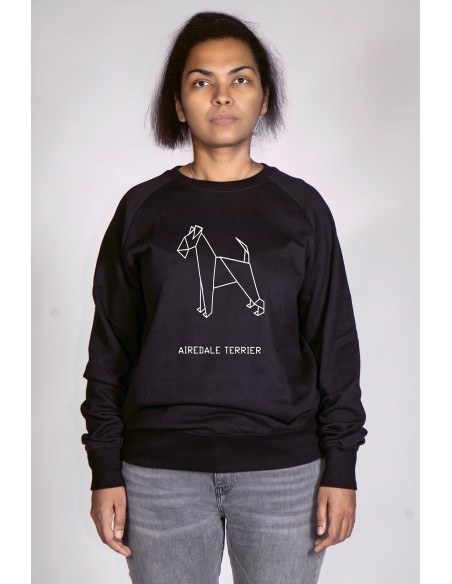 Origami Airedale Terrier Women's Crew Neck Sweatshirt