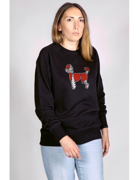 Pop Origami Toy Poodle Women's Round Neck Sweatshirt