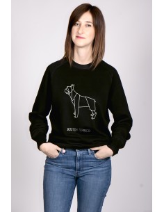 Origami Boston Terrier Women's Crew Neck Sweatshirt