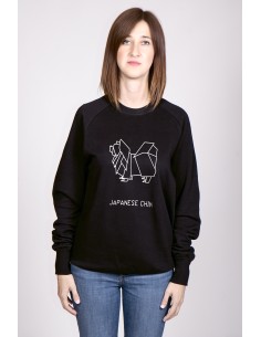 Origami Japanese Chin Woman Round Neck Sweatshirt