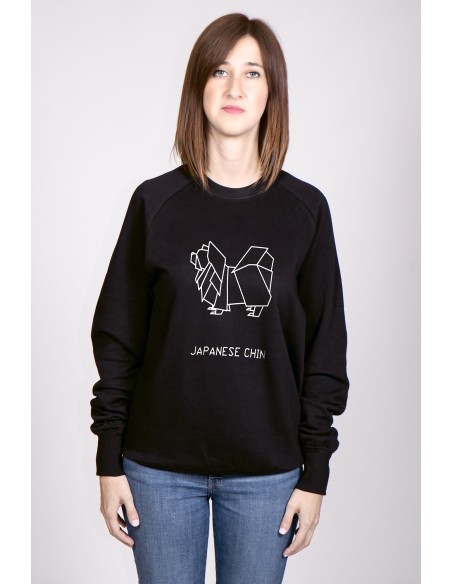 Origami Japanese Chin Woman Round Neck Sweatshirt