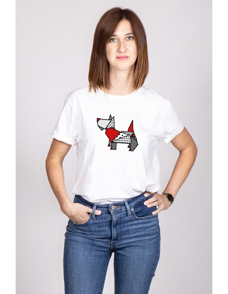 T-shirt Donna Pop Origami Scottish Terrier