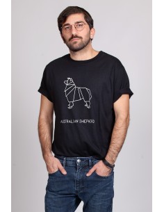 T-shirt Oversize Uomo Origami Australian Shepherd 2