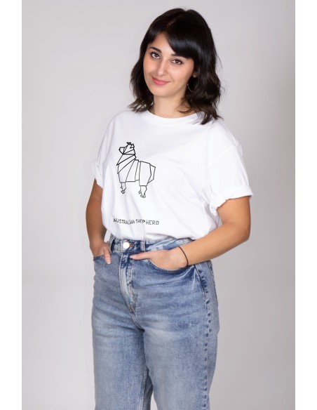 T-shirt Oversize Donna Origami Australian Shepherd