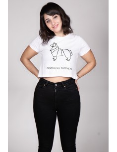 T-shirt Cropped Donna Origami Australian Shepherd