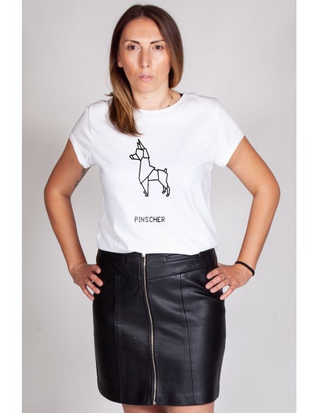 Origami Pinscher Woman Rolled T-shirt