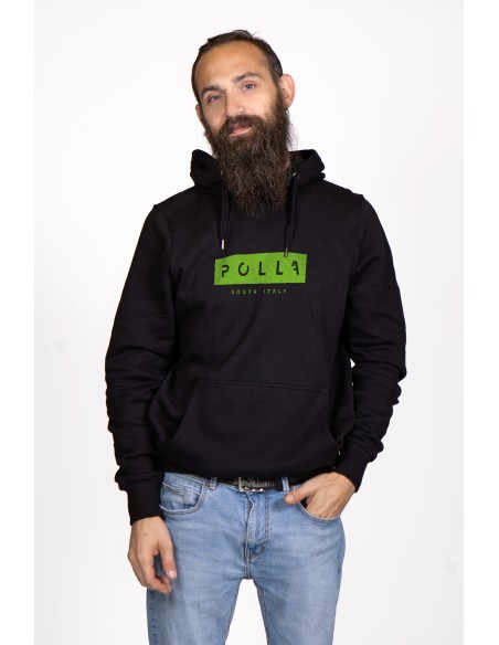 Felpa Con Cappuccio Uomo Polla Stampa Verde