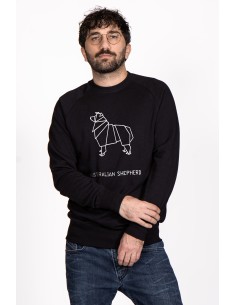 Origami Australian Shepherd Men's Crew Neck Sweatshirt