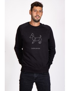 Origami Chihuahua Men's Round Neck Sweatshirt