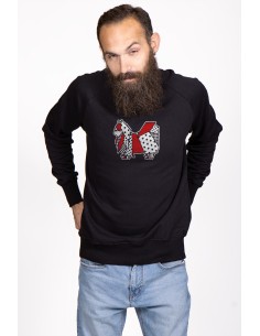 Pop Origami Pekingese Round Neck Sweatshirt for Men