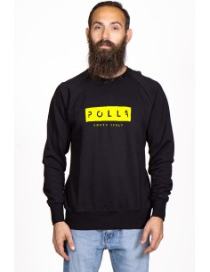 Polla Men's Round Neck Sweatshirt Fluo Yellow Print