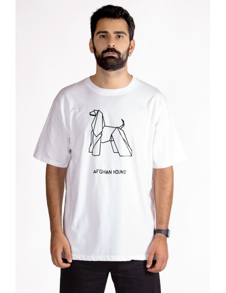 Origami Afghan Hound Men's Oversized T-Shirt