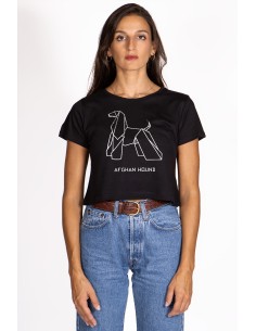 T-shirt Cropped Donna Origami Afghan Hound 2