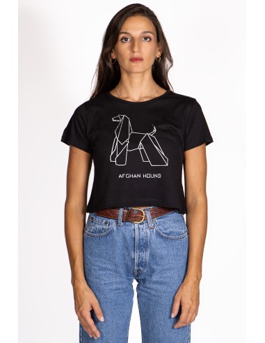 T-shirt Cropped Donna Origami Afghan Hound