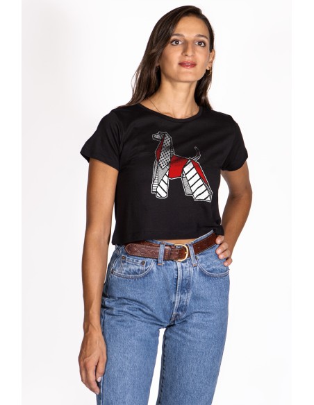 T-shirt Cropped Donna Pop Origami Afghan Hound