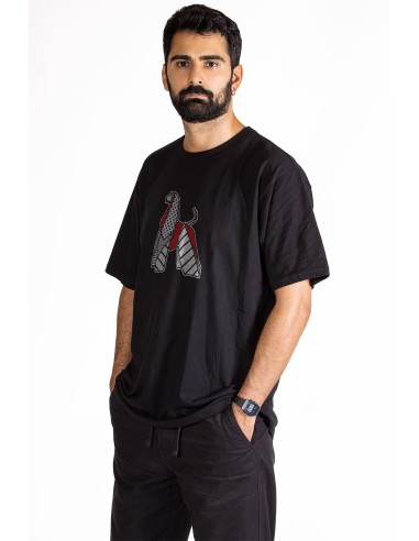 Pop Origami Afghan Hound Men's Oversized T-Shirt