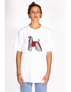 T-shirt Oversize Donna Pop Origami Afghan Hound 2