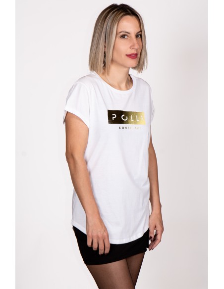 Polla Woman Rolled T-shirt Gold Print