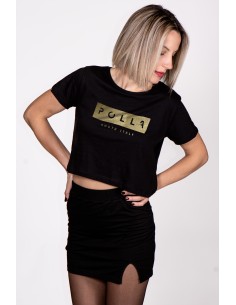 T-shirt Cropped Donna Polla Stampa Oro 2